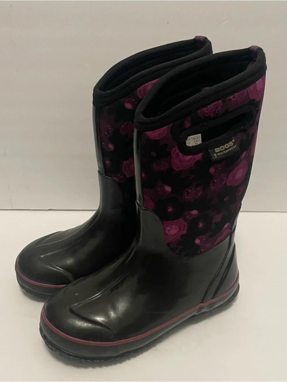 Bogs Classic Water Color Boots Youth Girls Purple Black Waterproof Snow Rain 2